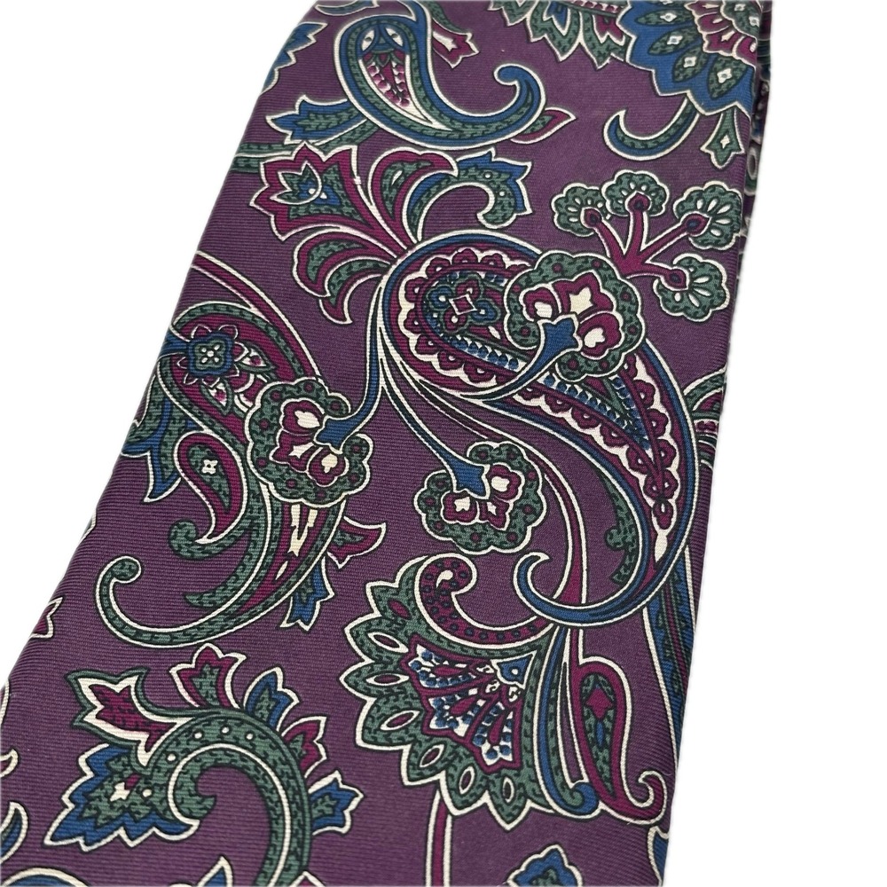 Vintage Johnny Carson Mens Paisley Tie Made in USA 100% Italian Silk Necktie